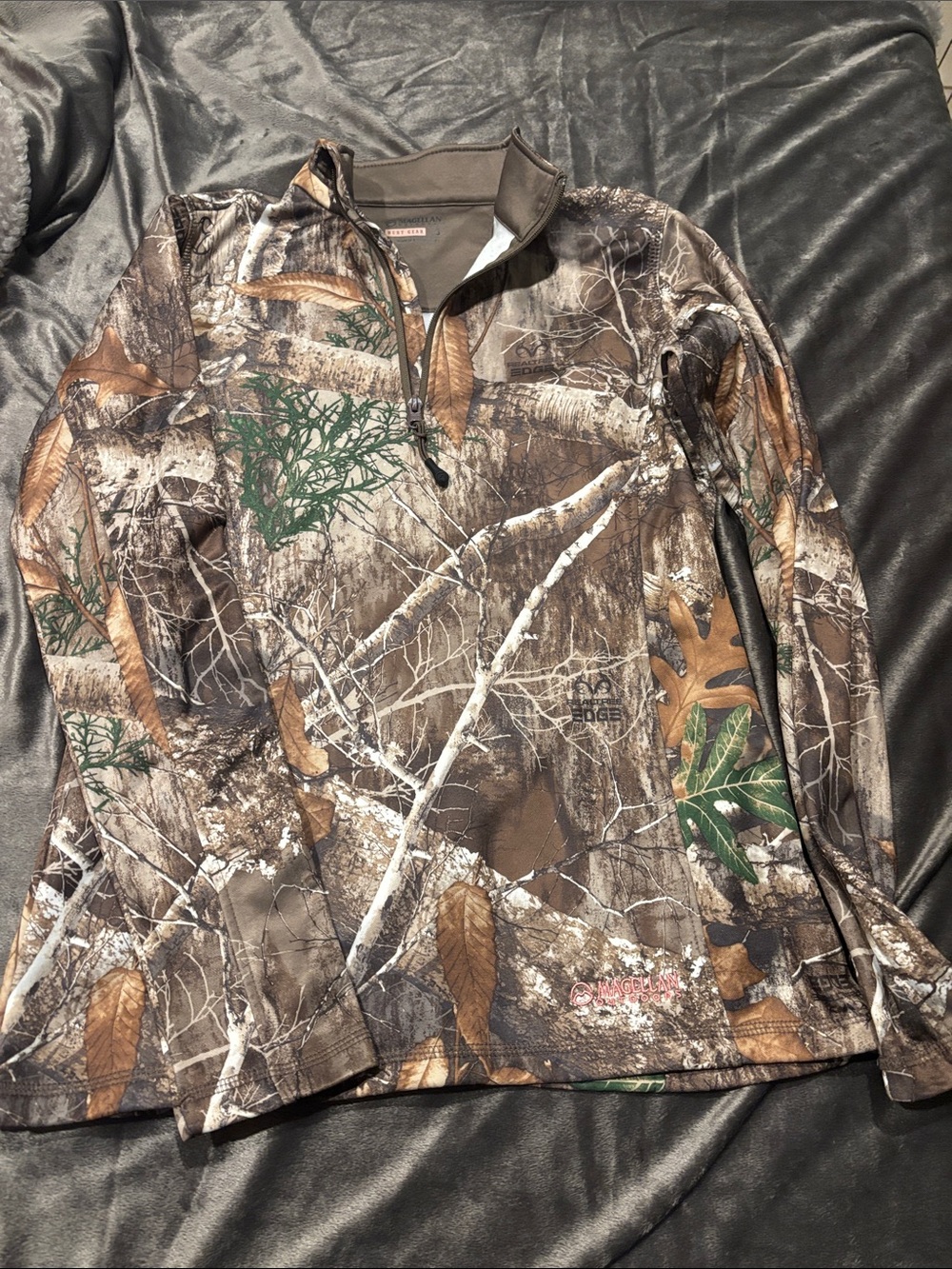 Magellan Outdoors Realtree-Style Camo Quarter-Zip Pullover - Brown/Green
